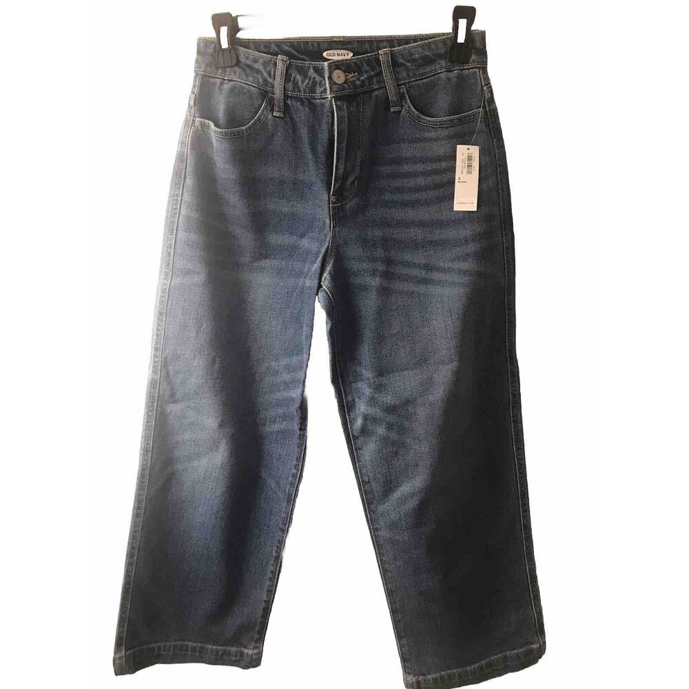 Old Navy High Rise Wide Leg Medium Stonewash Stretch Denim Jeans Size 2 -Petite
